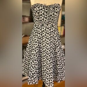 Anthropologie Black and Cream Strapless Dress